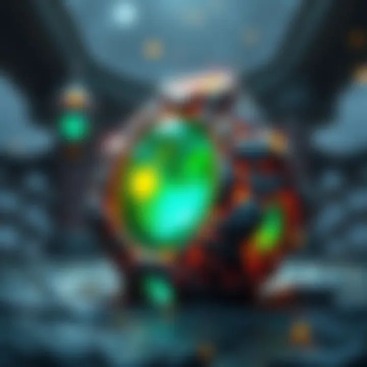 A fantasy stone artifact glowing with elemental energy, representing a nerf in its power before launch.