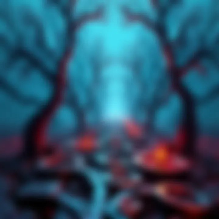 A split path in a video game showing different choices and outcomes for players.