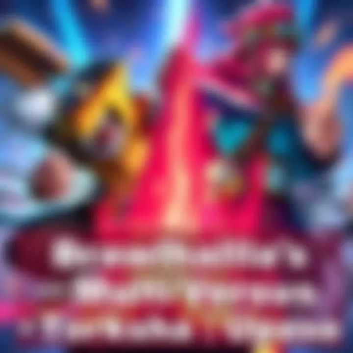 A comparison of characters from Brawlhalla and MultiVersus, highlighting their distinct art styles and designs in a vibrant setting.