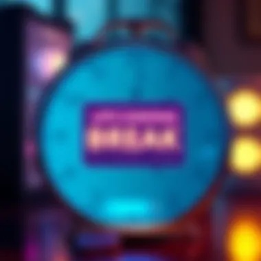 A colorful graphic showing a clock and a calendar with a message about returning in three weeks.