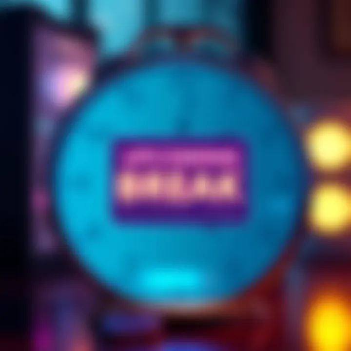 A colorful graphic showing a clock and a calendar with a message about returning in three weeks.