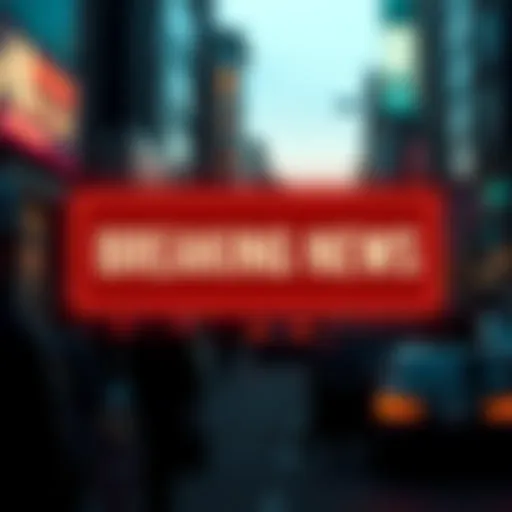 A news alert graphic with a bold headline and vibrant colors, representing recent important updates.