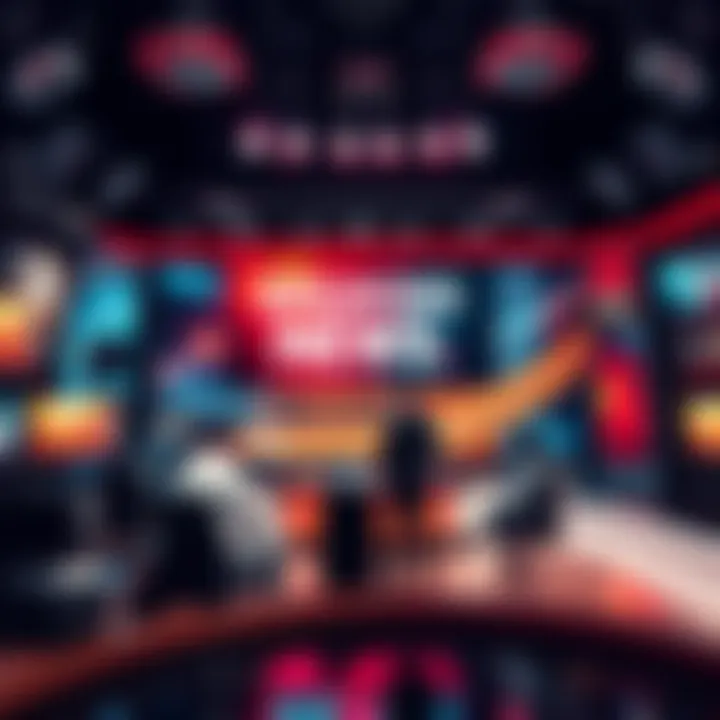 A newsroom with a breaking news banner and reporters discussing the latest updates