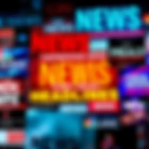 A collage of surprising news headlines with bold text and bright colors
