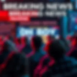 A crowd of people looking at a news bulletin board with surprised expressions, reflecting the unexpected turn of recent events.