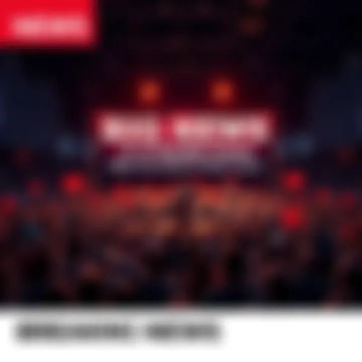 A large crowd gathered around a podium with a banner announcing important news, with people looking excited and eager to hear more.