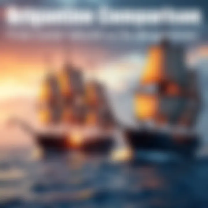 Brigantine Comparison A side-by-side view of two brigantines equipped with Scurlocks and Urban Great Guns, highlighting their tearing build effectiveness in a naval battle