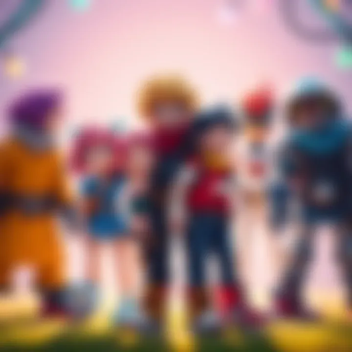 A group of cheerful game characters standing together, showcasing a spirit of friendship and positivity, contrasting with dark themes.