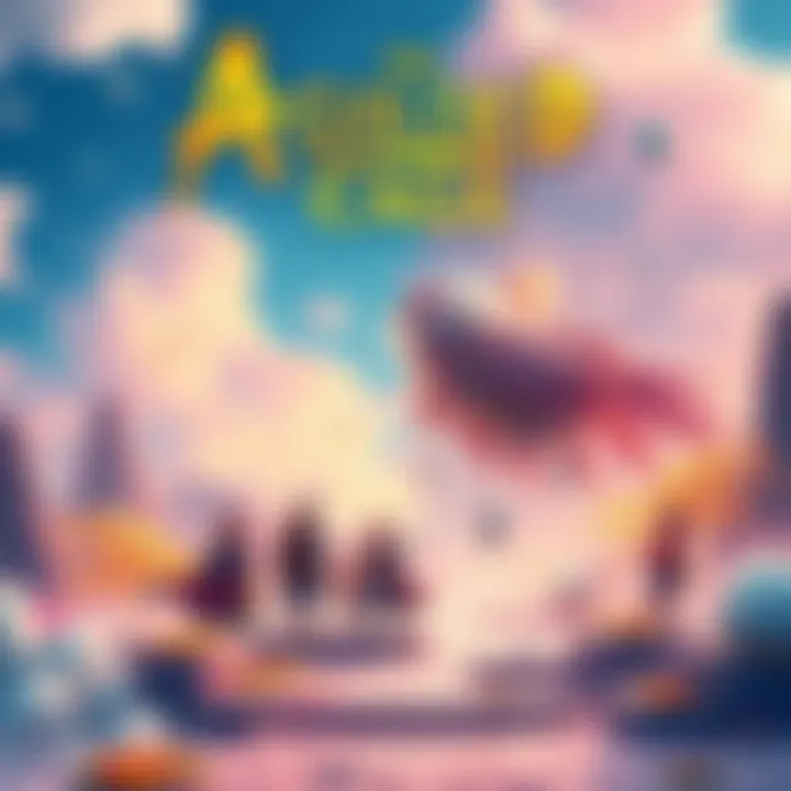 A colorful and uplifting scene showcasing characters from A Gilded Cage, surrounded by vibrant landscapes and symbols of achievement, motivating players to keep pushing forward.