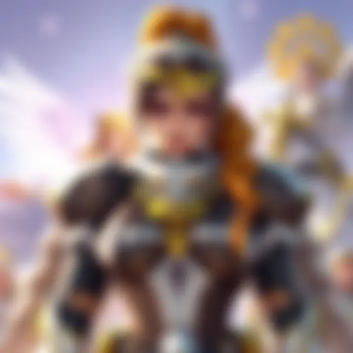 Brigitte stands with a worried expression, surrounded by symbols of mythic skins while Mercy and Kiriko celebrate their new skins in the background.