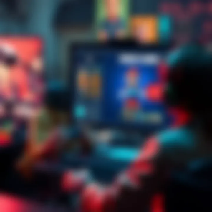 Bringing Back a Game Character A gamer customizing a favorite character on a computer screen, showcasing new designs and names.