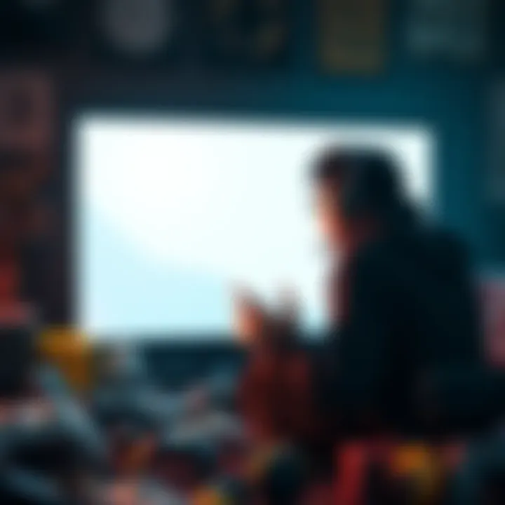 A gamer looking at a blank inventory screen in disbelief, with gaming items scattered around them.