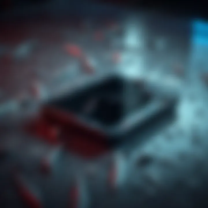 A broken Steam Deck lying flat with a dark, unresponsive screen and a damaged casing, showcasing its state for potential buyers.