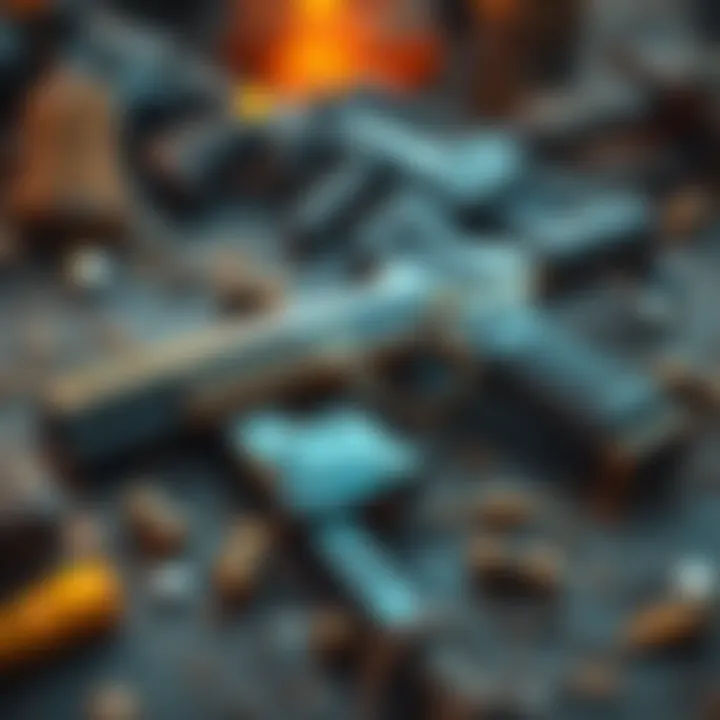 A damaged gun lying on the ground in a game environment, showcasing signs of wear.
