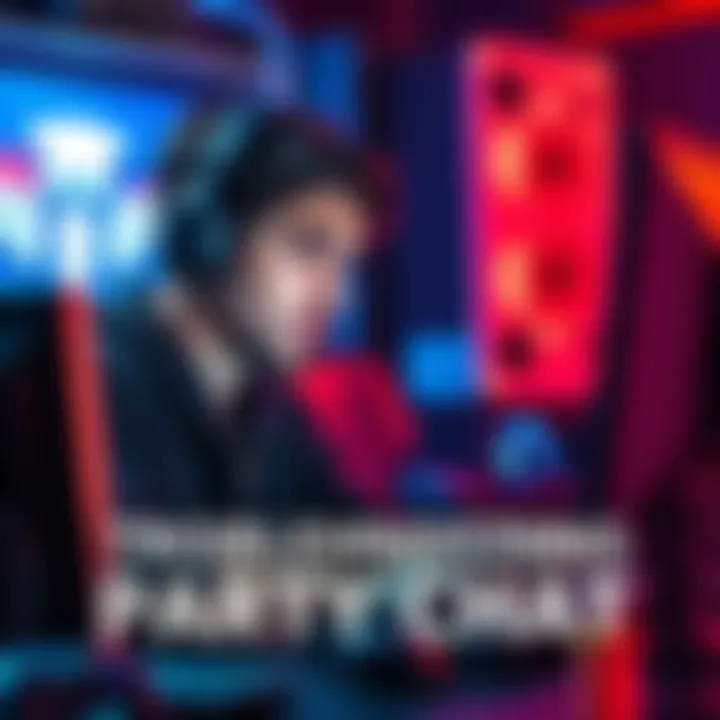 A gamer frustrated with party chat issues, looking at a headset and computer, seeking solutions