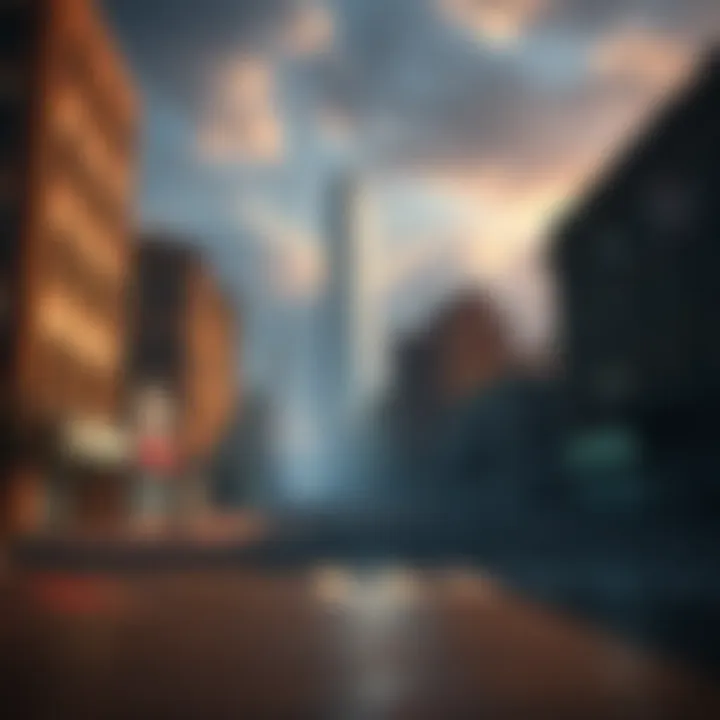A deserted virtual cityscape representing Brooklyn, with abandoned buildings and empty streets