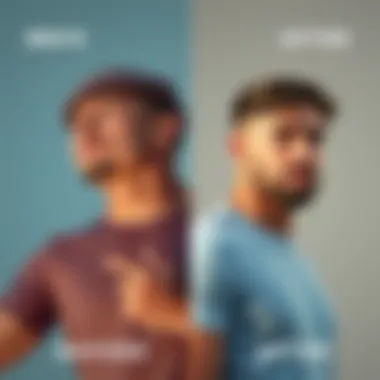 Side by side comparison of a bro before and after his transformation, showing physical changes and increased confidence.