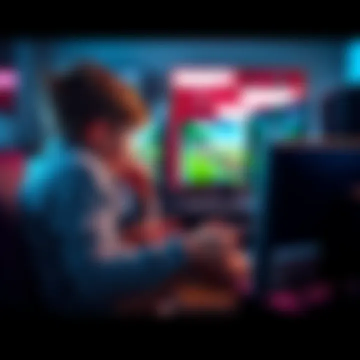 Brothers sitting together, playing video games on a split-screen setup with excitement