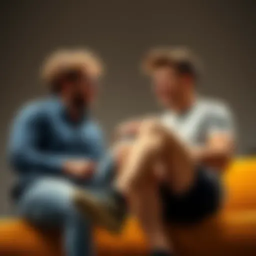 Two brothers playfully teasing each other about leg strength, laughing and enjoying a moment of body positivity, showcasing confidence and self-acceptance.