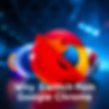 A graphic showing logos of alternative web browsers like Firefox, Brave, and Vivaldi with a crossed-out Google Chrome logo in the background.