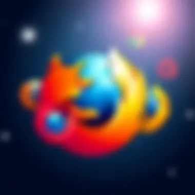 Illustration showing various web browser logos distancing themselves from the Firefox logo