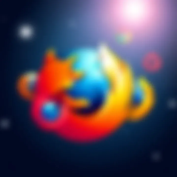 Illustration showing various web browser logos distancing themselves from the Firefox logo