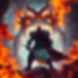 Broxigar in Battle Broxigar, a fierce warrior, stands ready to fight against the dark figure of Sargeras, surrounded by flames and chaos.