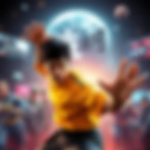 Bruce Lee DLC Fan Art Fan art featuring Bruce Lee in an action pose from the game, surrounded by gaming graphics.