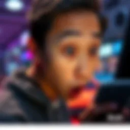 A young person with a surprised expression looking at their phone, symbolizing the reaction to unexpected situations in modern communication.