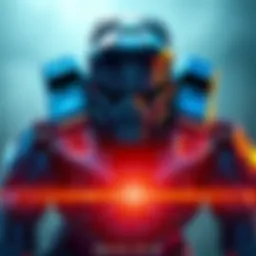 Brute in Blue Armor A Brute character wearing bright blue armor in Halo 3, showcasing its fierce appearance and design details.