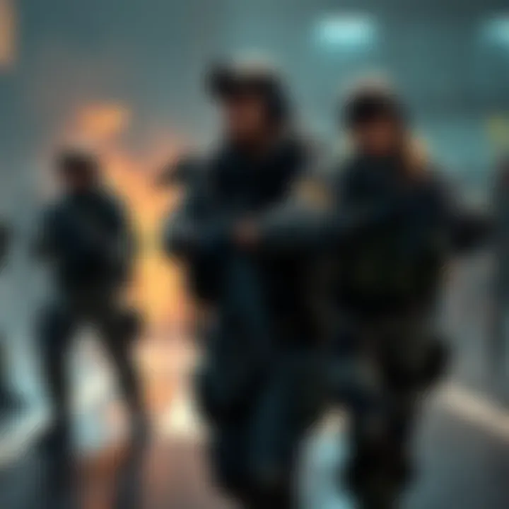 Two BSAA operatives, Chris and Sheva, equipped with only a 9mm pistol, standing in a tense environment surrounded by armed troops.