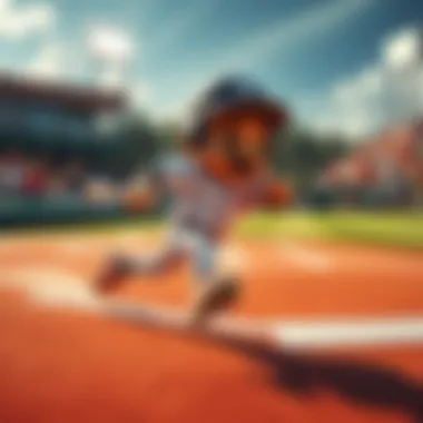 Bubu Dubu sprinting around the baseball diamond after hitting an inside-the-park homerun, with fans cheering in the background