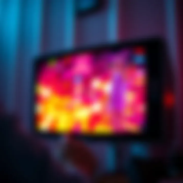 A friend's screen displaying color static, resembling low resolution TV with blurry images