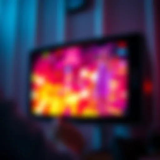 Friend's poor screen quality A friend's screen displaying color static, resembling low resolution TV with blurry images