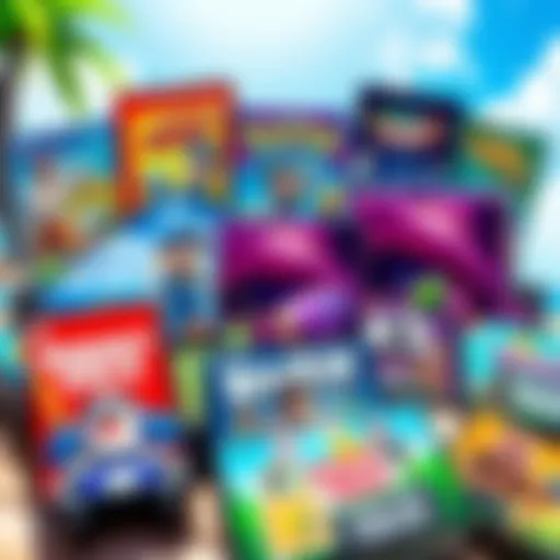 A colorful selection of video game covers featuring various genres like adventure and puzzle, illustrating affordable games available this summer.