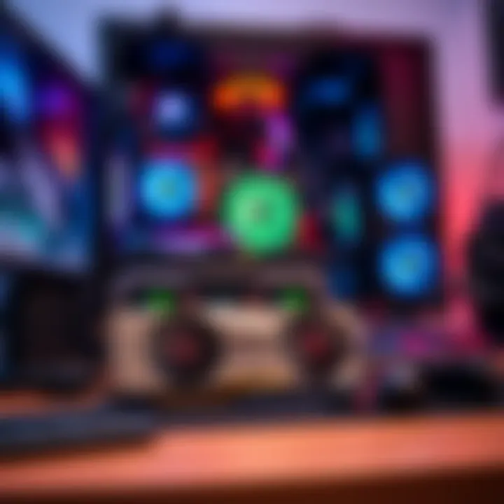 Budget PC Build with Graphics Card A budget PC build setup featuring a 2060 graphics card and 64GB DDR4 memory on a desk