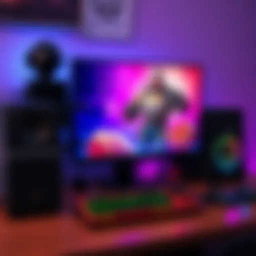 A sleek, affordable gaming PC setup with Overwatch displayed on the screen.