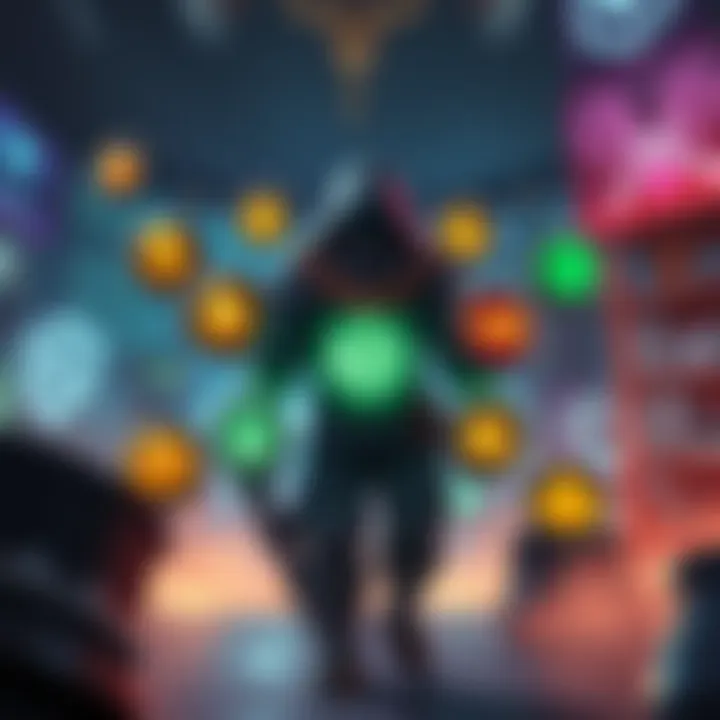 An illustration showing various gameplay buffs represented as glowing icons surrounding a character in a game environment, emphasizing balance concerns.