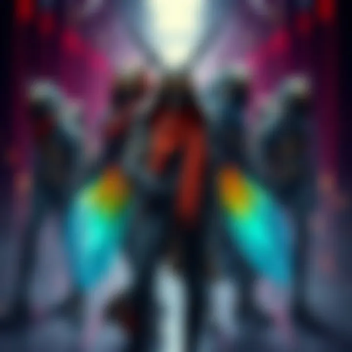 Characters Valkyr, Baruuk, Mesa, Nidus, and Ash in stylish Bug Fashion, featuring the Umbra scarf