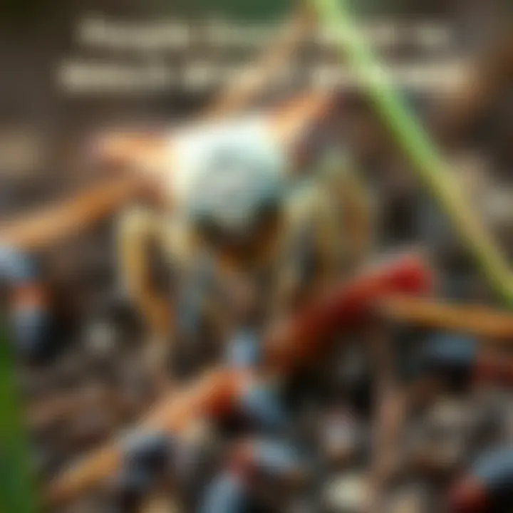 Bugs Eating Worms Close-up of a moth attacking a worm in a natural setting