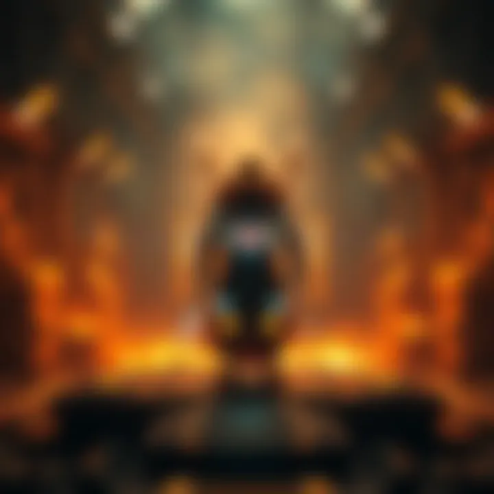 A character is being constructed in a futuristic foundry with glowing elements and mechanical parts, representing Umbra's complex creation process.