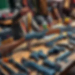 A person assembling an AK-47 ICB rifle with various parts laid out on a work table.