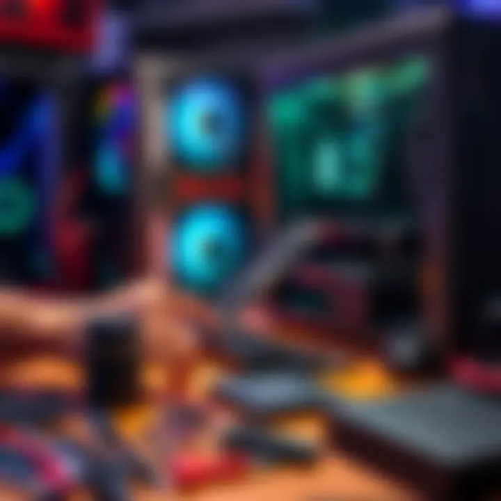 Building a New PC A person assembling a new PC with RAM modules and other components on a desk filled with tools and parts.