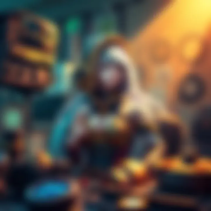 A character named Serena being optimized for arche tuning in a gaming environment, surrounded by mods and components.