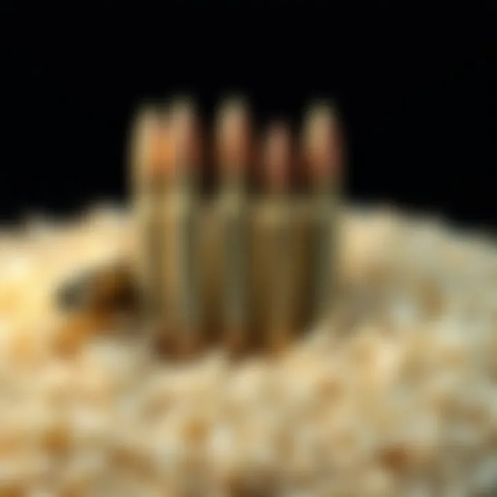 A comparison of bullets and oversized grains of rice showing their similar shapes