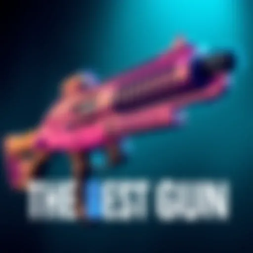 A close-up view of The Bully gun model in the game, showcasing its sleek design and vibrant colors of Blue and Purple variants.