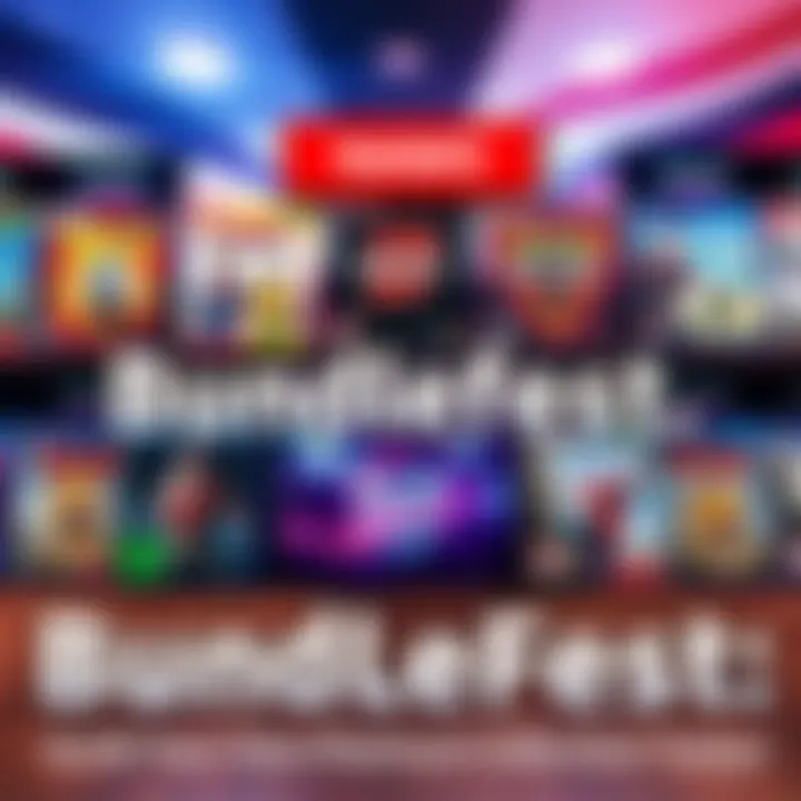 A colorful display of game cases representing popular titles for Bundlefest, featuring three, five, and seven game selections in vibrant packaging.