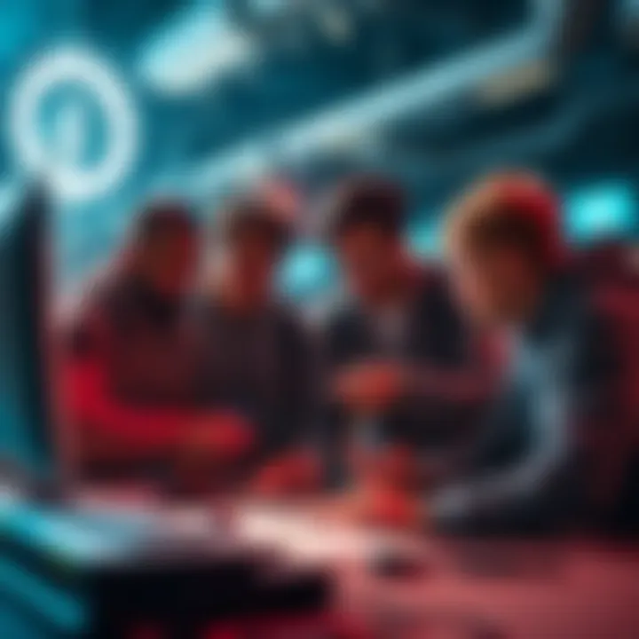 A team of Bungie developers collaborating on the Beyond Light expansion, reviewing designs and technical workflows.