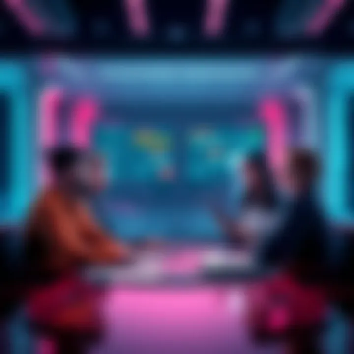 Bungie developers reviewing player feedback on Marathon's UI and voice chat issues in a meeting.