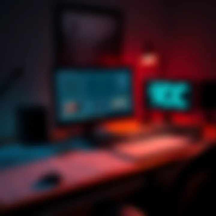 A developer's desk with game design documents and a computer showing a paused game screen, indicating Bungie's slowdown in game development.